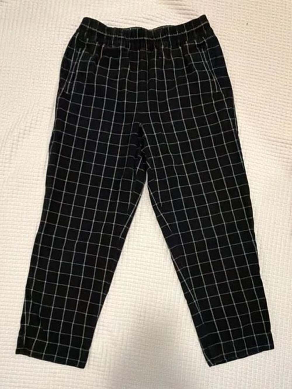 Madewell Windowpane Pajama Pants Size S Black White Plaid Flannel
